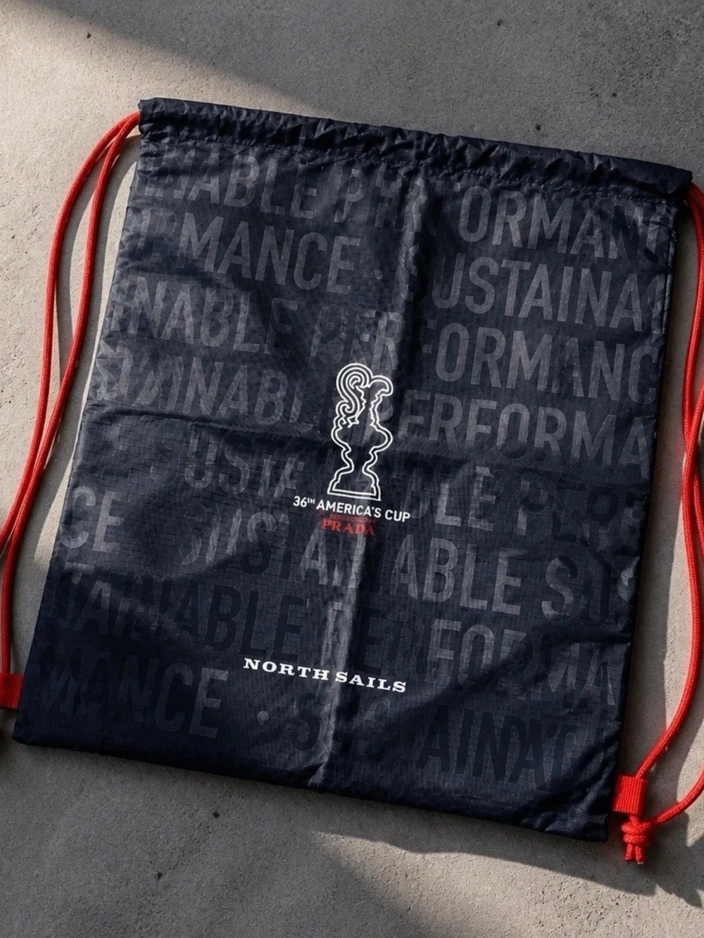 North Sails/Prada 36th America's Cup Graphic Drawstring Bag Lightweight Blk/Red